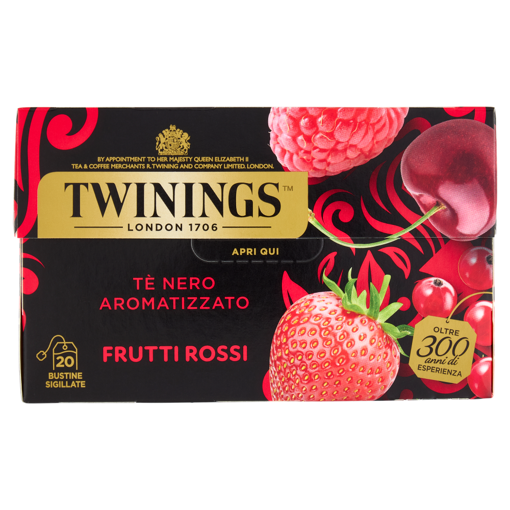 Twinings Frutti Rossi T&egrave; Nero aromatizzato alla Fragola, Ciliegia, Ribes Lampone 20 filtri The 40 g