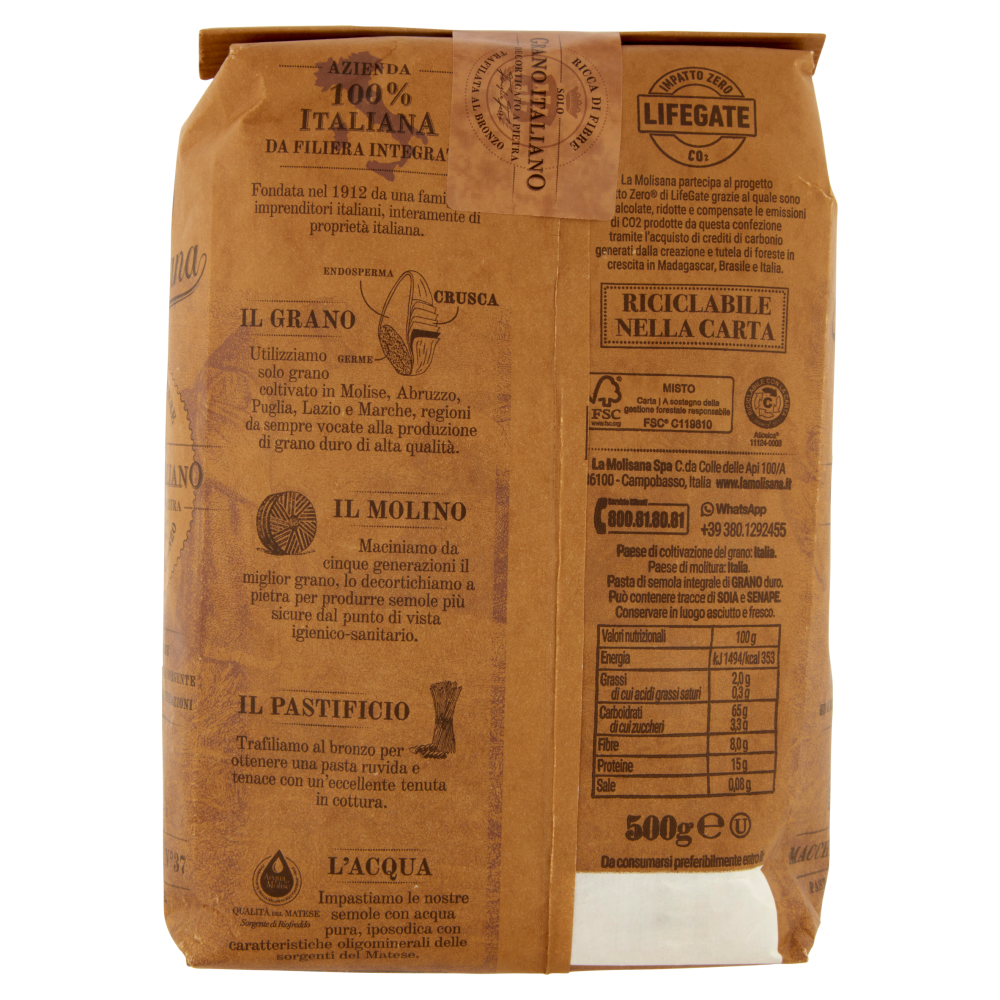 La Molisana integrale 37 Maccheroni 500 g