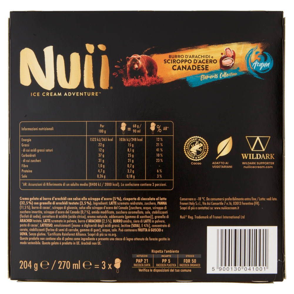 NUII Burro d'Arachidi e Sciroppo d'Acero Canadese 3 x 68 g