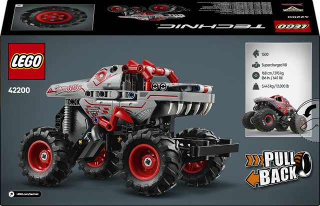 LEGO Technic 42200 Pull-Back ThunderROARus, Monster Truck Giocattolo da Costruire, Giochi Bambini 7+, Regalo Fan Monster Jam