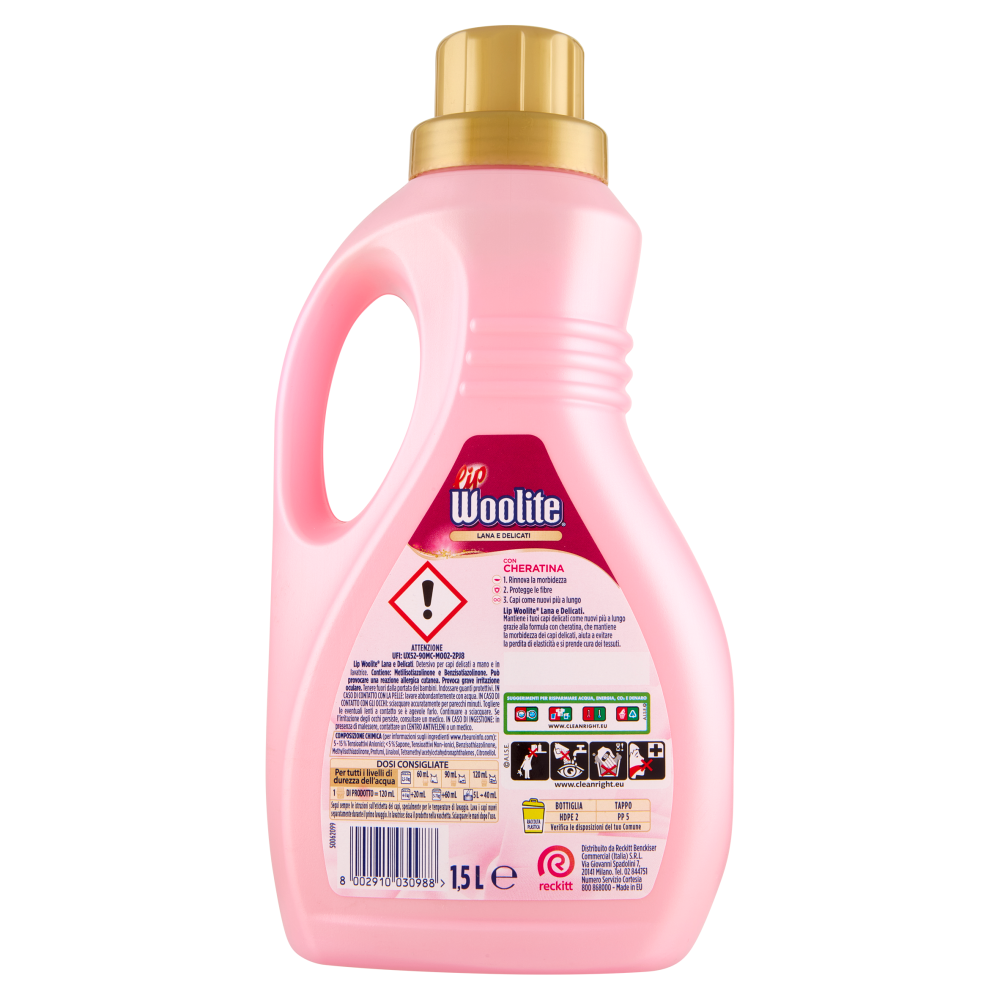 Lip Woolite Detersivo lavatrice Lana e Delicati 25 lavaggi 1,5 L