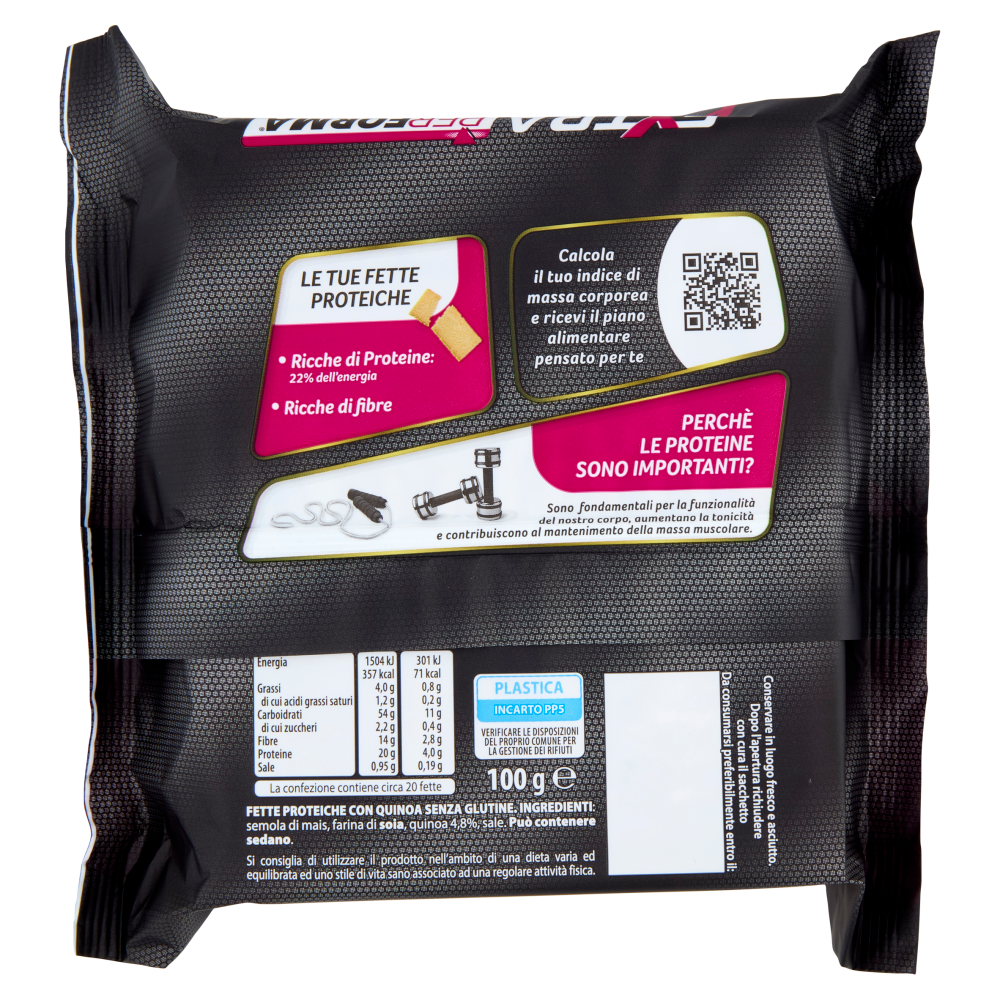 Performa Extra Protein Fette Proteiche con Quinoa 18kcal/fetta, senza glutine, ricche di fibre 100 g