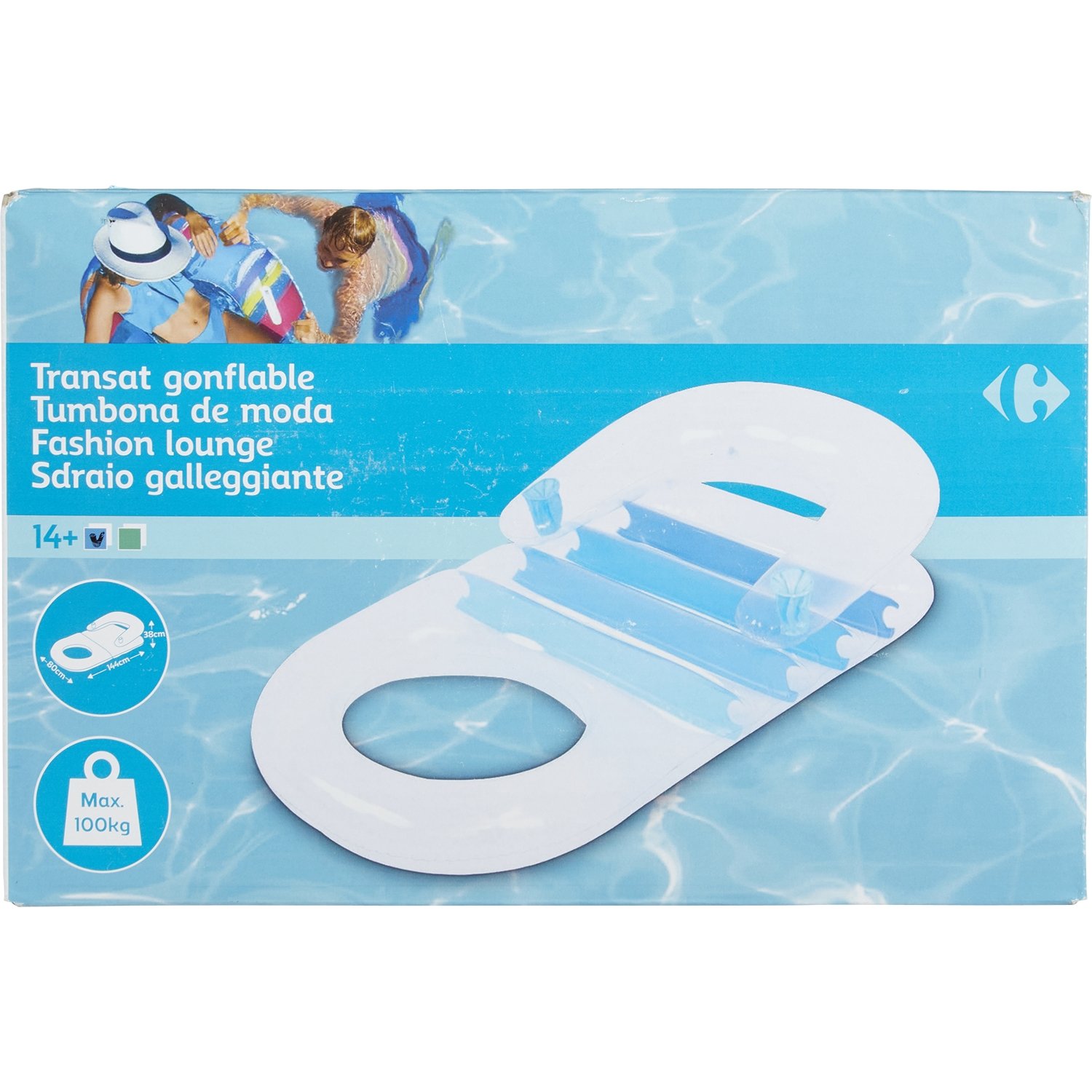 Carrefour 3616479417132 galleggiante da piscina e da spiaggia Blu, Trasparente Monocromatico Materassino galleggiante