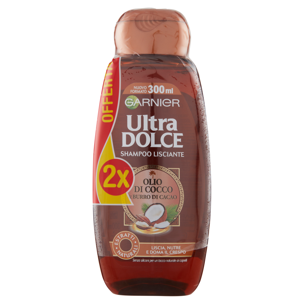 Garnier Shampoo Ultra Dolce Olio di Cocco e Burro di Cacao, Shampoo per