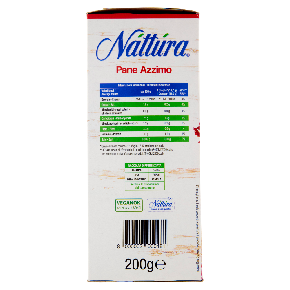 Náttúra Pane Azzimo senza lievito 200 g