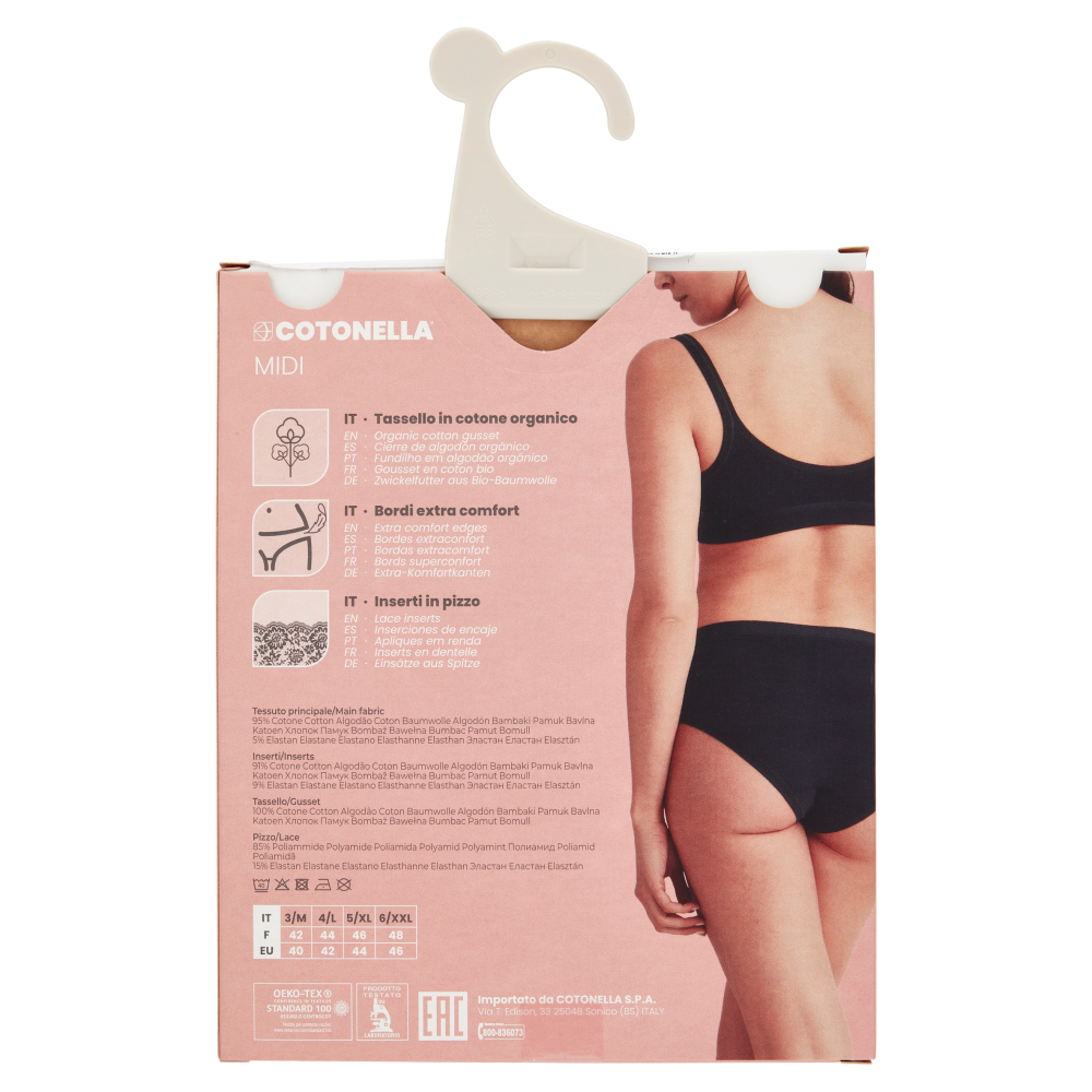 Cotonella Midi Seduction Pizzo e Cotone Tg. 5/XL Bianco Art. AD178 1 pz