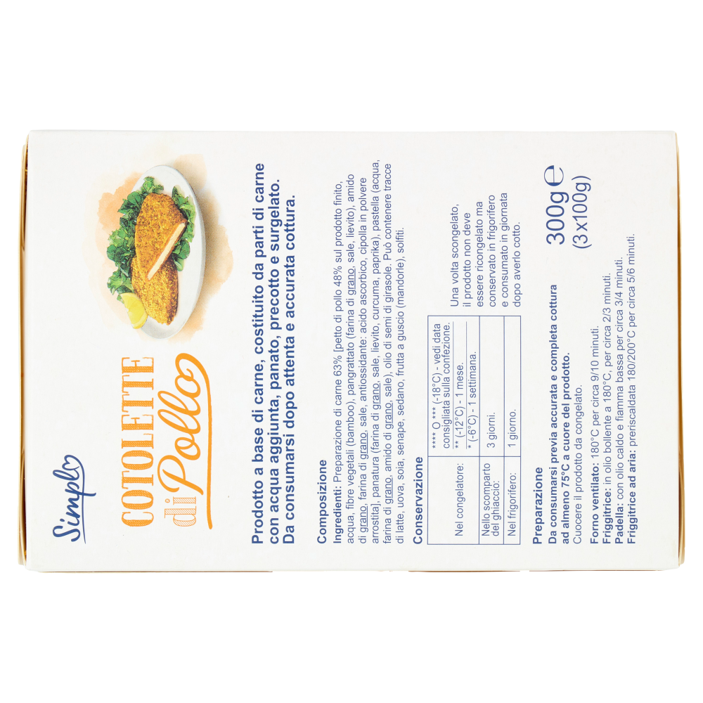 Simpl Cotolette di Pollo Surgelate 3 x 100 g