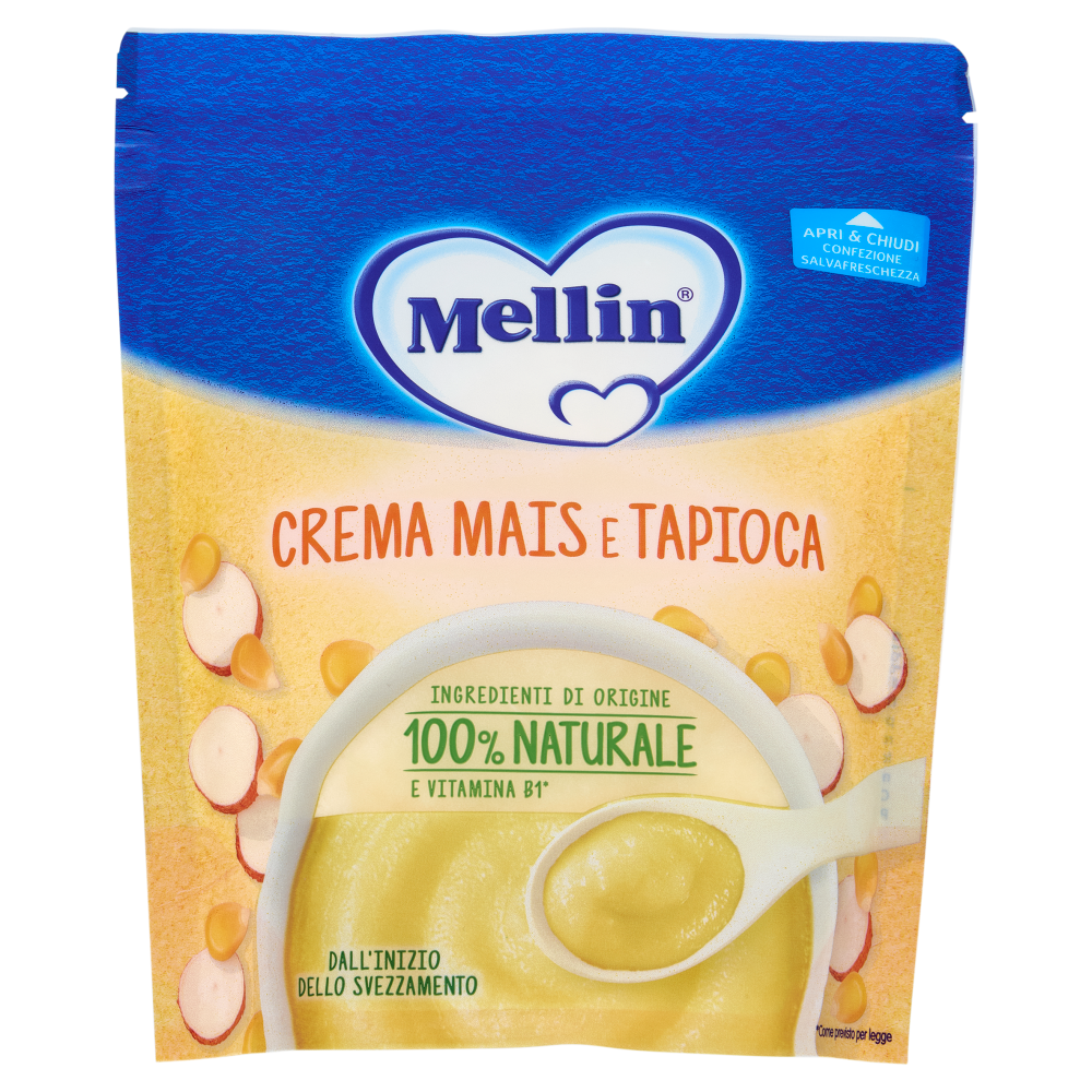 MELLIN Crema Mais&Tapioca,Confezione Apri&Chiudi, dall'inizio dello Svezzamento, Senza Glutine,200g