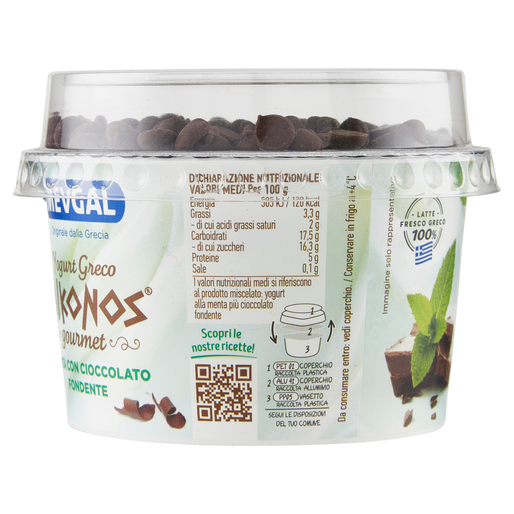 Mevgal Yogurt Greco Mikonos gourmet Menta con Cioccolato Fondente 165 g