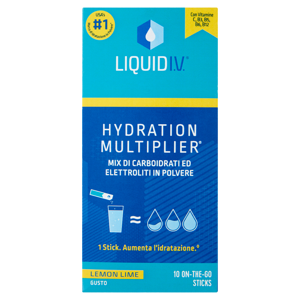 Liquid I.V. Hydration Multiplier Mix di Carboidrati ed Elettroliti in Polvere Lemon Lime 10 x 16 g