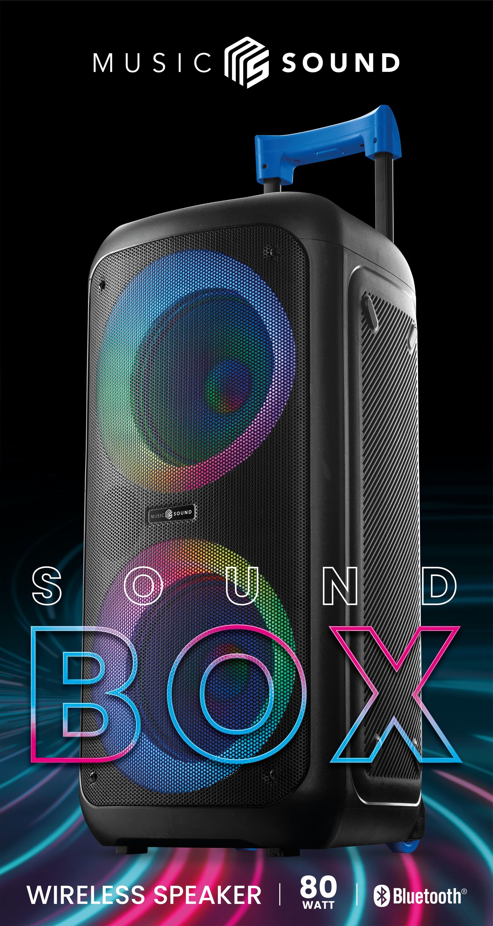 Music Sound Sound Box Cassa speaker Bluetooth con 80W di potenza e luci RGB