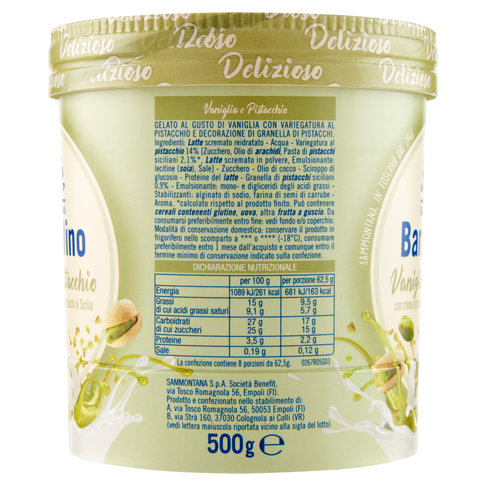 Sammontana Barattolino Delizioso Vaniglia e Pistacchio 500 g