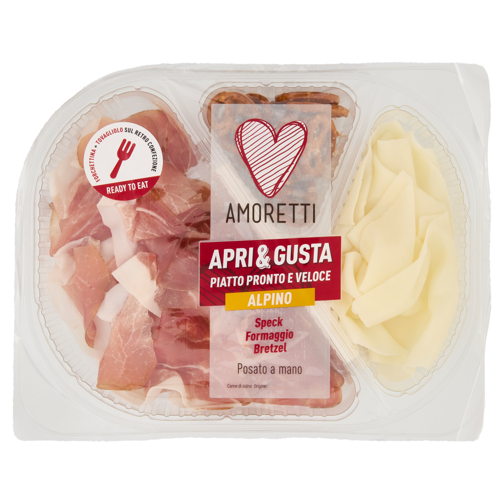 Amoretti Apri & Gusta Alpino Speck, Formaggio, Bretzel 125 g