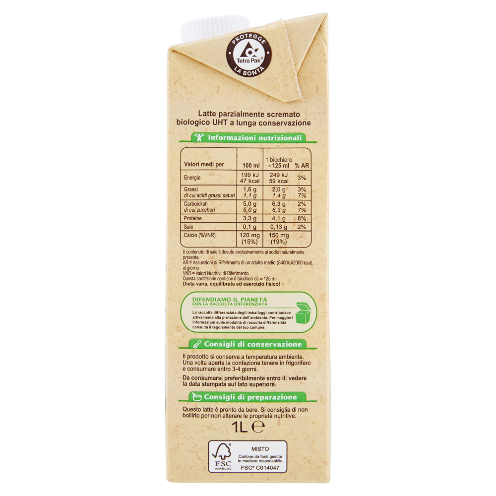 Carrefour Bio Latte Parzialmente Scremato 1 L