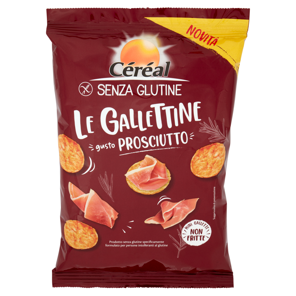 Céréal Senza Glutine Le Gallettine, gusto Prosciutto, mini gallette ai cereali non fritte - 70 g