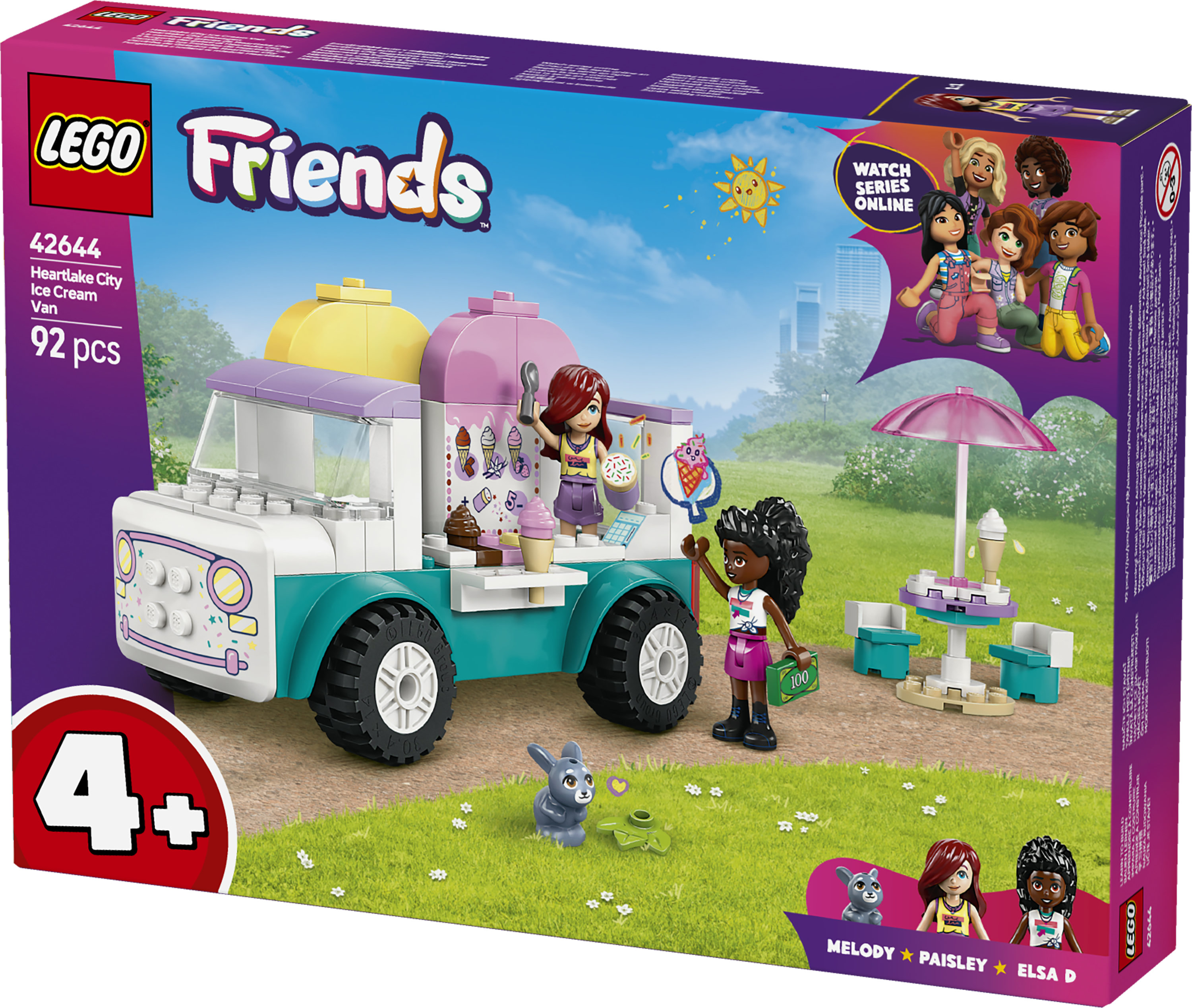 LEGO Friends 42644 Il Furgone dei Gelati di Heartlake City, Giochi Didattici Bambine 4+, Camion Giocattolo, Cibo e Accessori