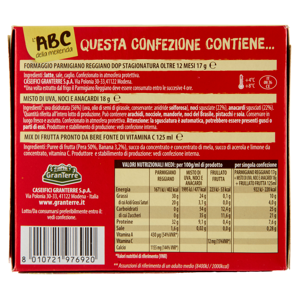 Parmareggio l'ABC della merenda con Parmigiano Reggiano e Frutta Secca
