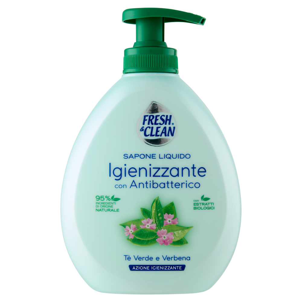 Fresh & Clean Sapone Liquido Igienizzante con Antibatterico Tè Verde e Verbena 300 ml