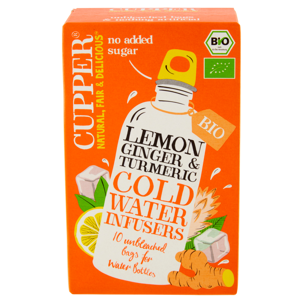 CUPPER Infuso a freddo Biologico di Limone, Zenzero e Curcuma 10 bustine