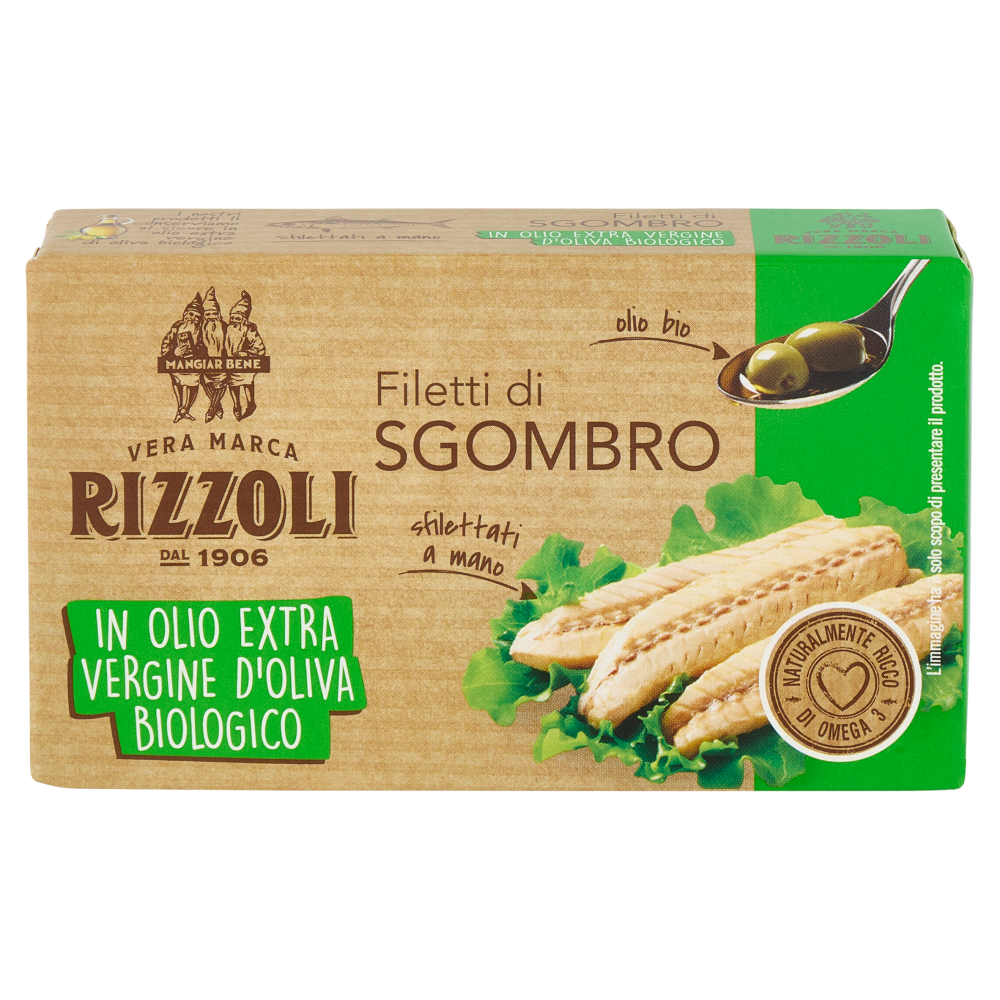 Rizzoli Filetti di Sgombro in Olio Extra Vergine d'Oliva Biologico 90 g