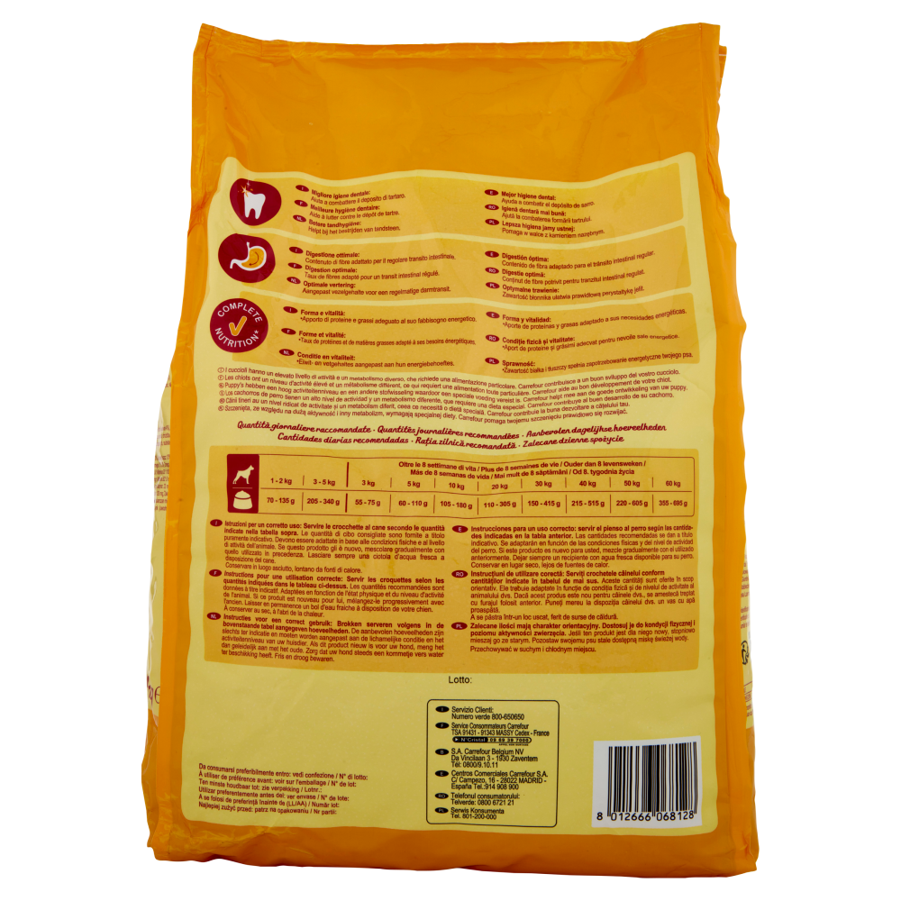 Carrefour Junior Crocchette Con manzo per cani 4 kg