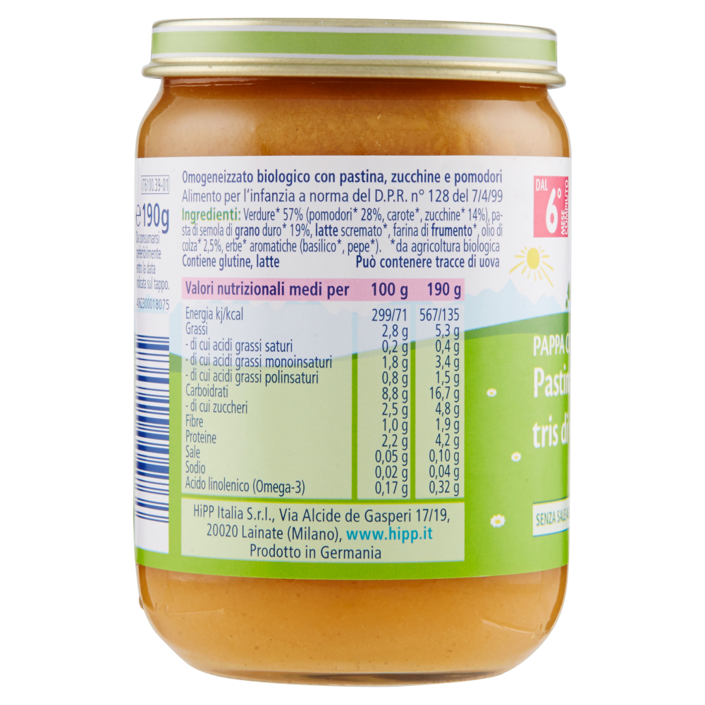HiPP Biologico Pappa Completa Pastina con tris di verdure 190 g