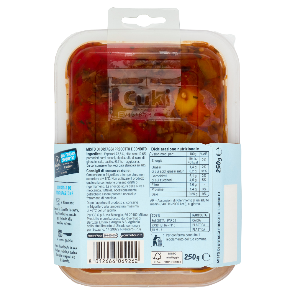 Carrefour il Mercato Contorno Saporito con peperoni e olive al Vapore 250 g