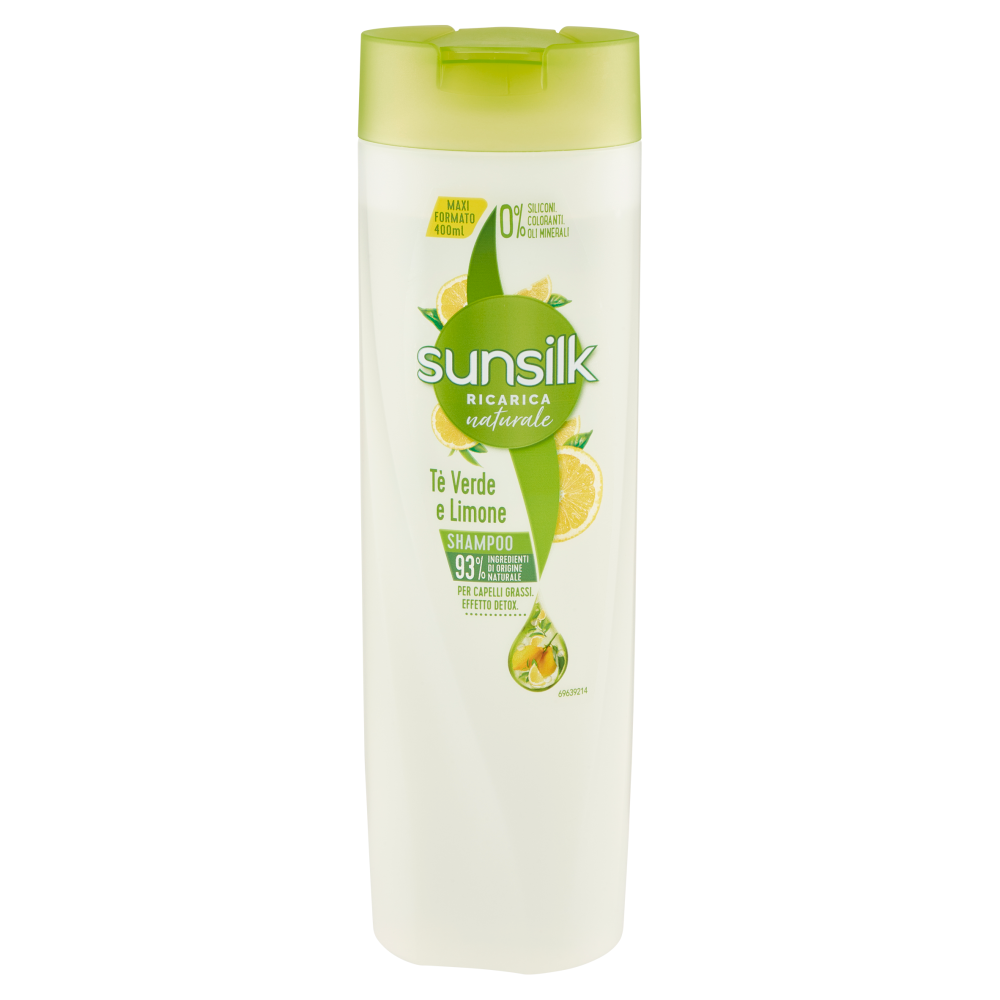 sunsilk Ricarica naturale Shampoo per Capelli Grassi Tè Verde e Limone 400 ml