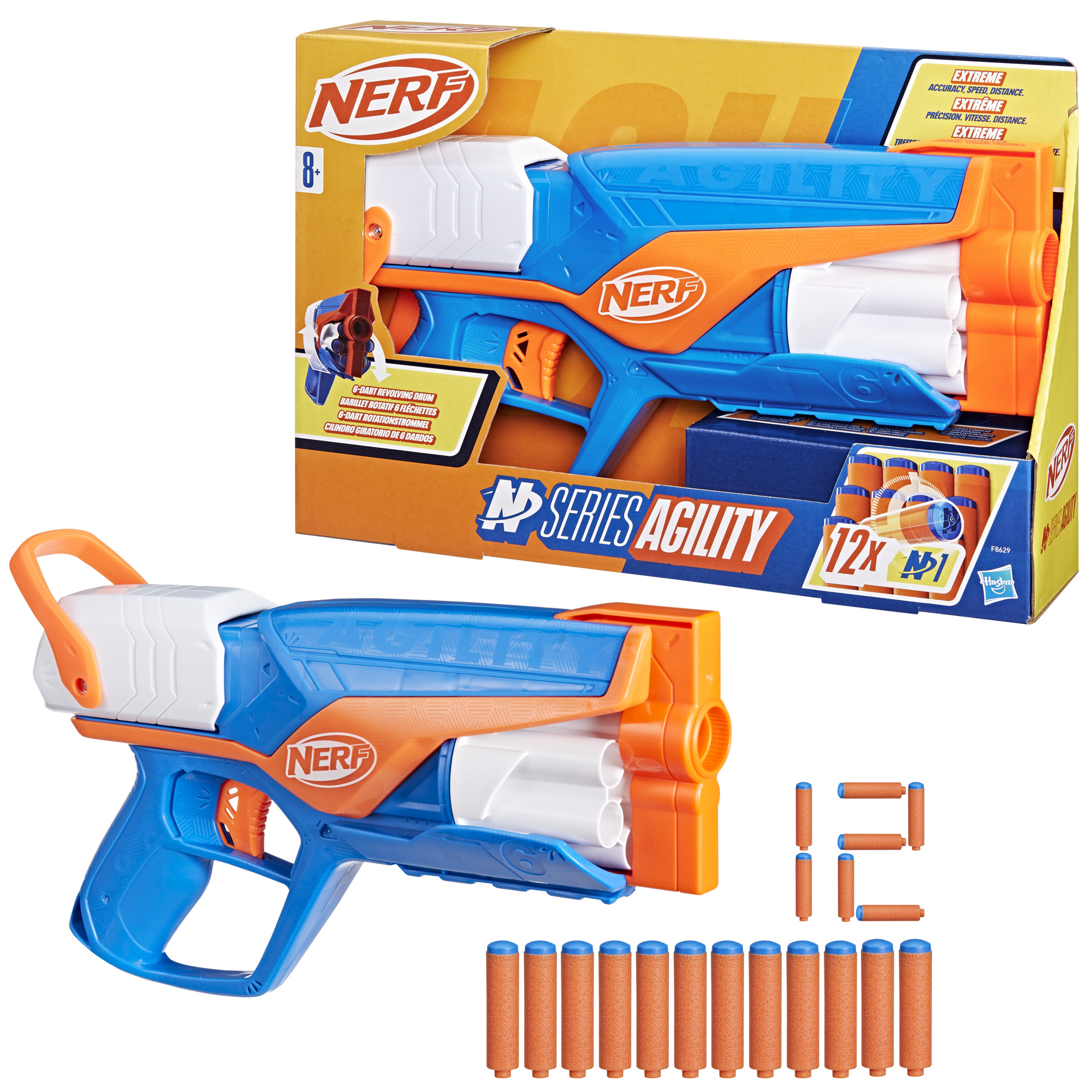 Nerf N Series N-Series, Agility, blaster con 12 dardi N1, tamburo da 6 dardi, giocattoli per bambini e bambine dagli 8 anni in su