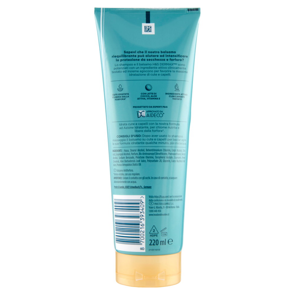Head & Shoulders Balsamo per Cute e Capelli Azione Idratante Derma X Pro 220 ml