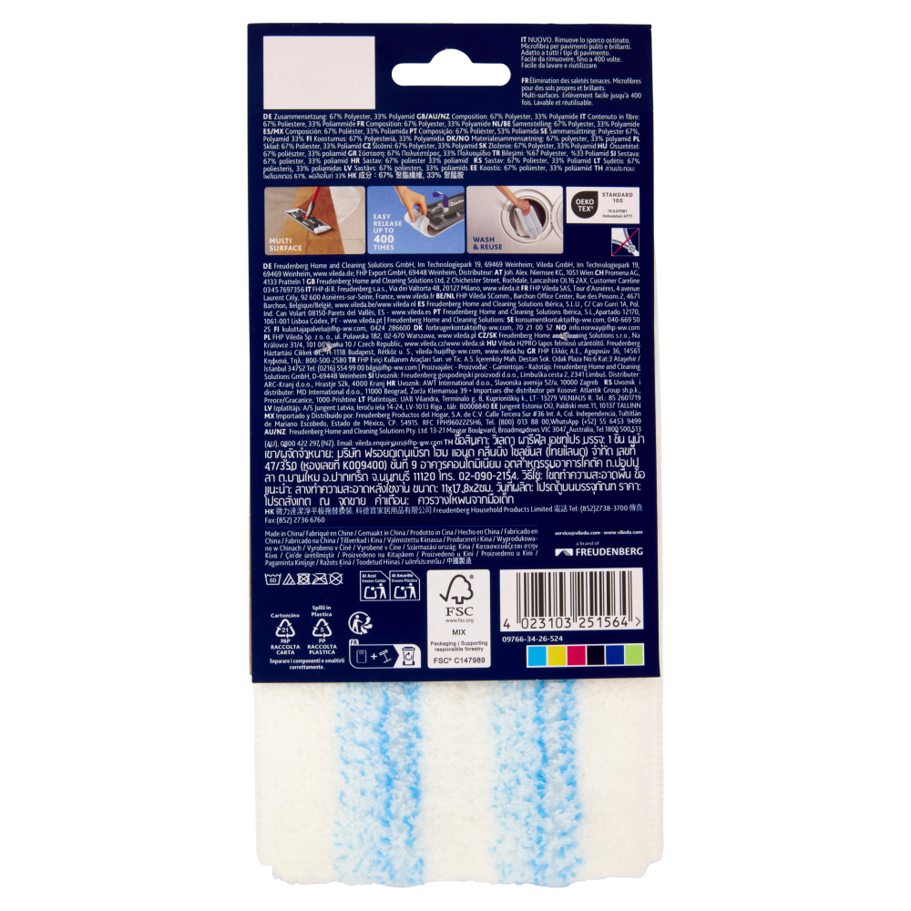 Vileda H2Pro Flat Mop Ricambio 1 pz