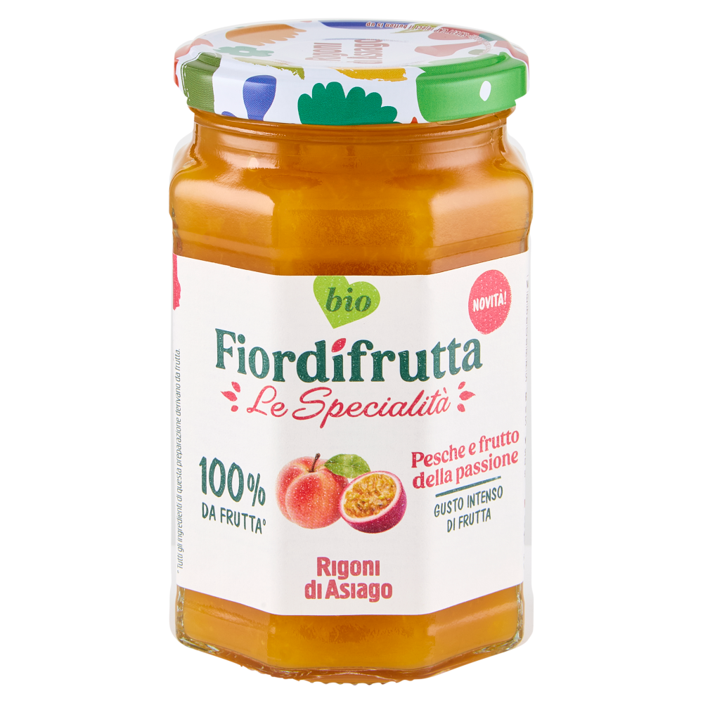 Rigoni di Asiago Fiordifrutta Le Specialit&agrave; bio Pesche e frutto della passione 330 g