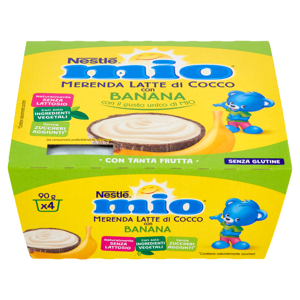 NESTLÉ MIO Merenda al Latte di Cocco Banana 4 Vasetti da 90g