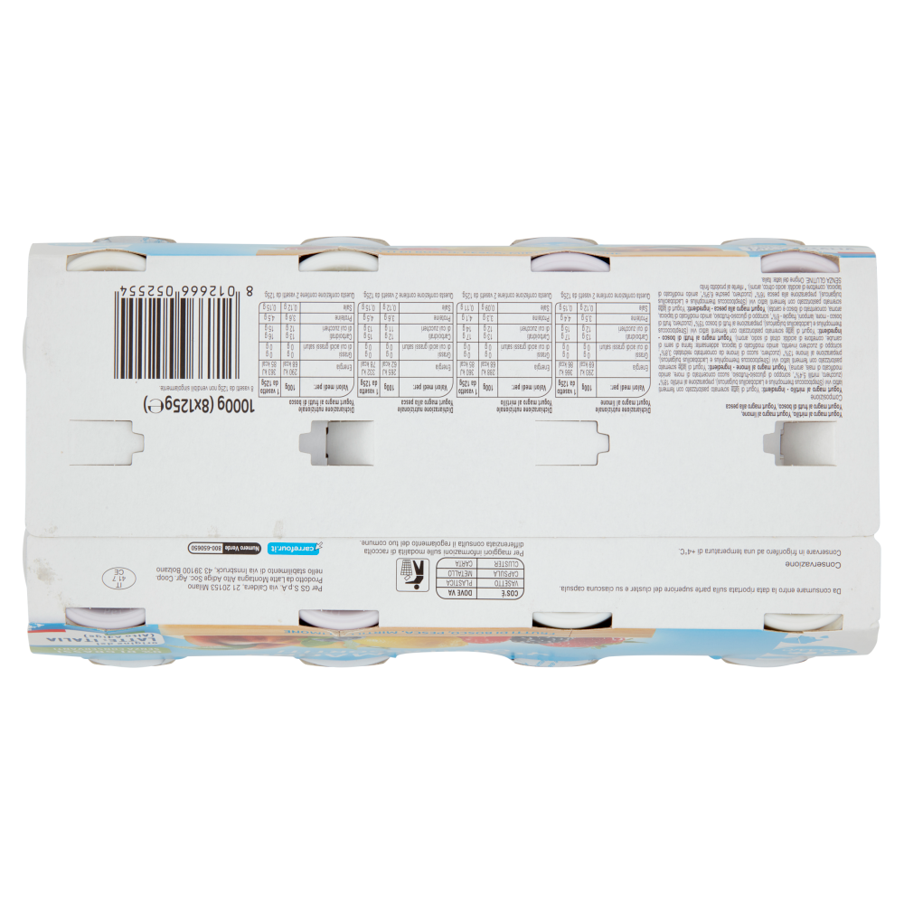 Carrefour Classic Yogurt Magro Gusti Assortiti Frutti di Bosco, Pesca, Mirtillo, Limone 8 x 125 g