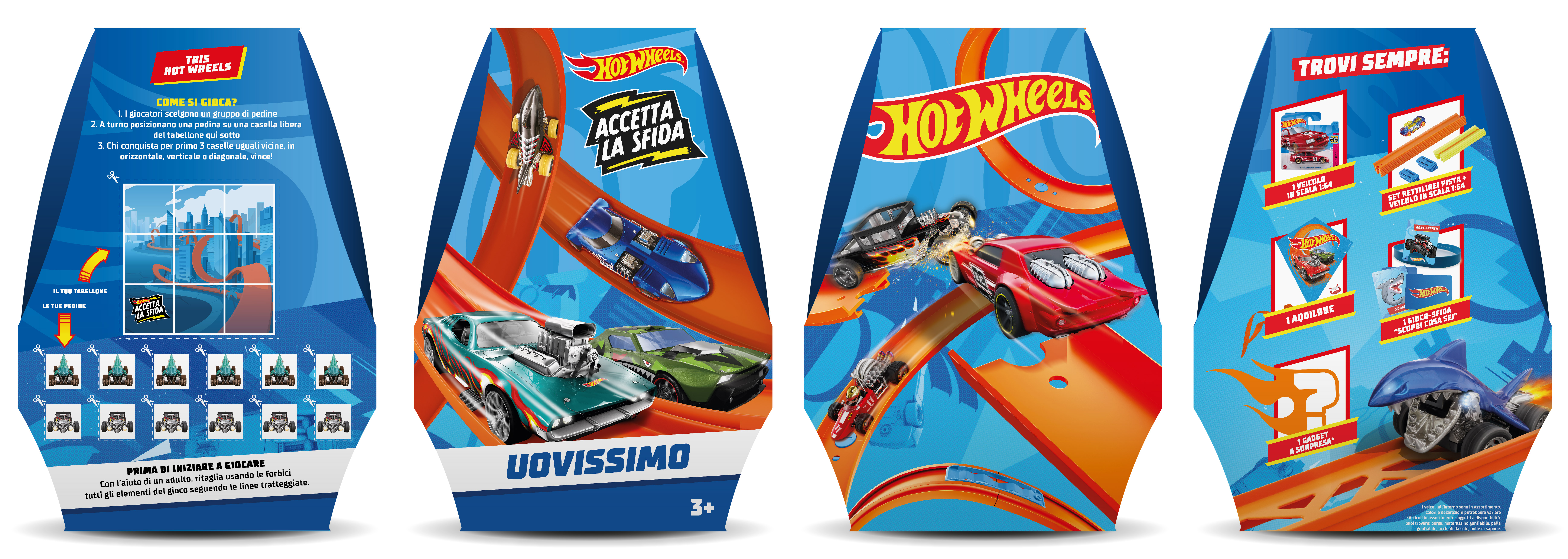 Hot Wheels Uovissimo, con 1 Set Rettilinei HotWheels, 1 veicolo singolo in scala 1:64 e 3 accessori per sfrecciare in pista e sfidare i tuoi amici, giocattolo per bambini