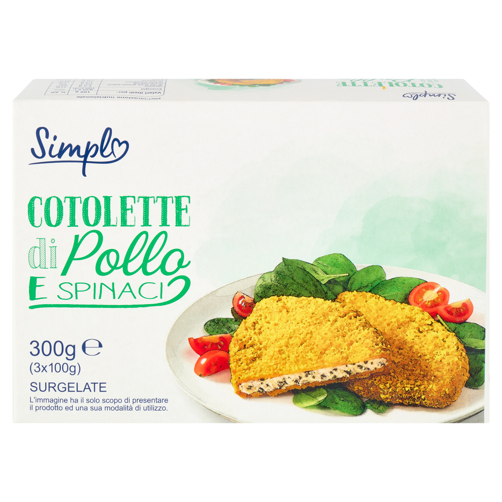 Simpl Cotolette di Pollo e Spinaci Surgelate 3 x 100 g