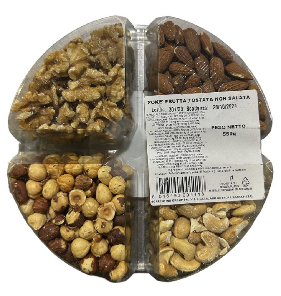 Pok&egrave; di Frutta Tostata Non Salata, con Nocciole, Noci, Mandorle, Anacardi 550 g