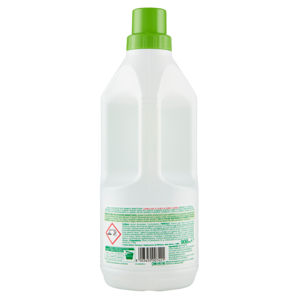 Citrosil Home Protection - Pavimenti Disinfettante con vere essenze di limone, 900 ml