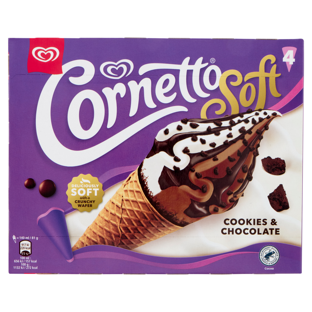 Cornetto Soft Cookies & Chocolate 4 x 81 g