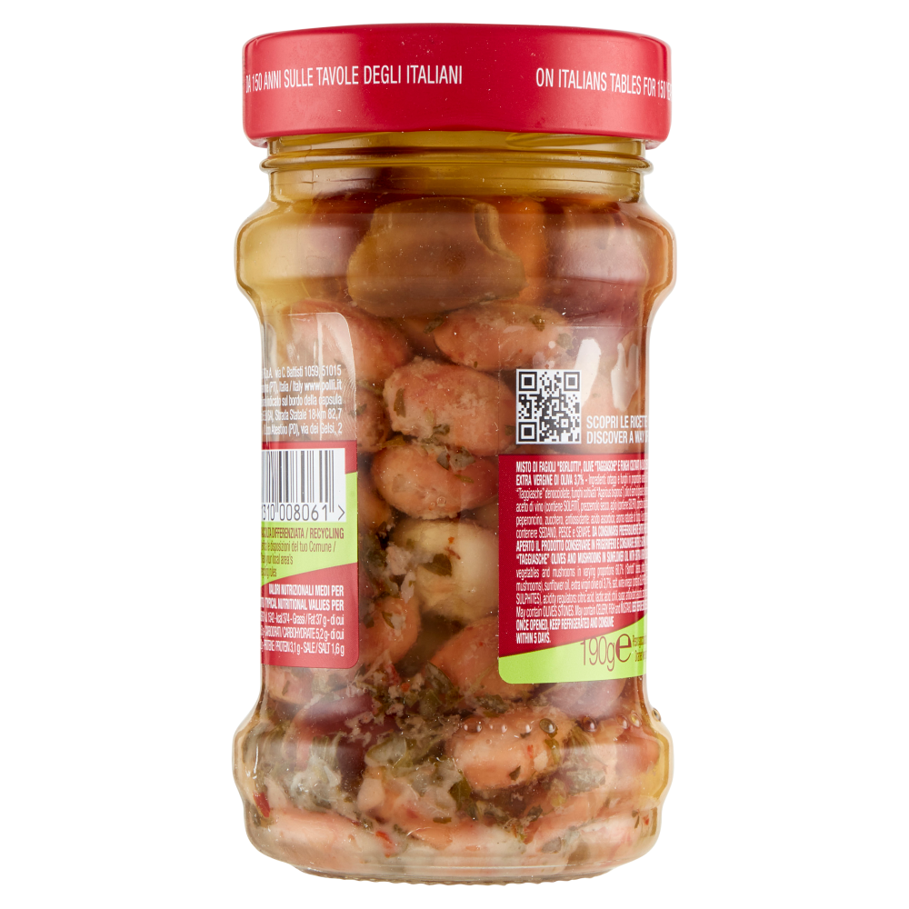 Polli Legumizie Borlotti, Funghi e Olive - in Olio 190 g