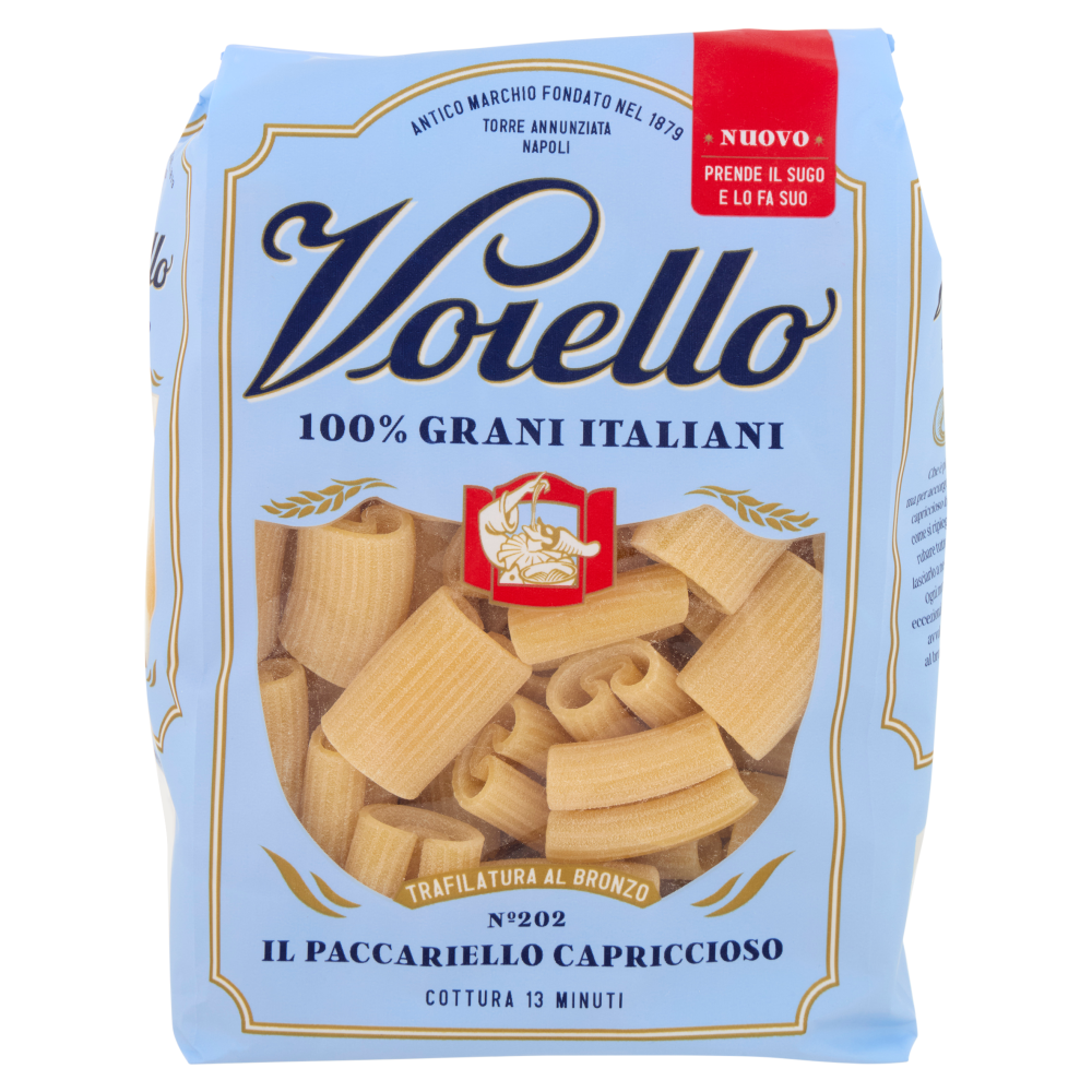 Voiello Pasta Il Paccariello Capriccioso N&deg;202 Grani 100% Italiani Trafilata Bronzo 500g