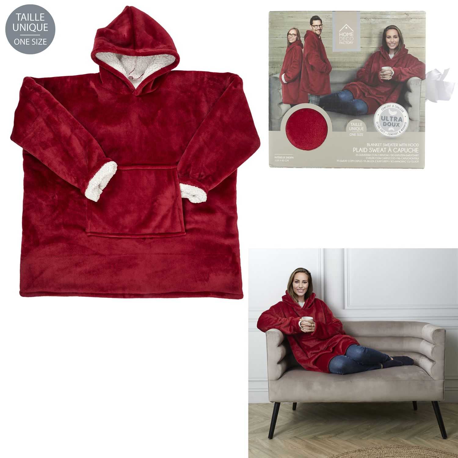 CMP Plaid con cappuccio e maniche Rosso terra