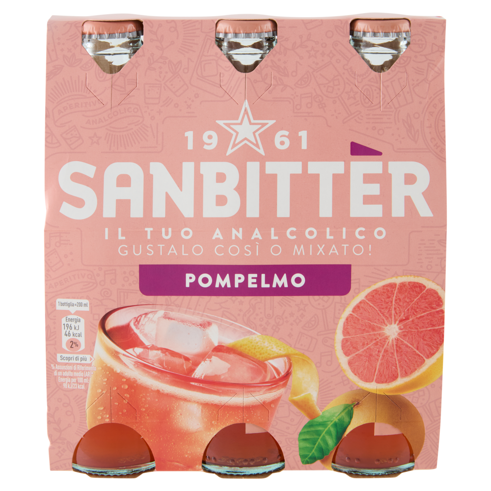 SANBITT&Egrave;R Pompelmo, Aperitivo Analcolico - 3 x 20cl