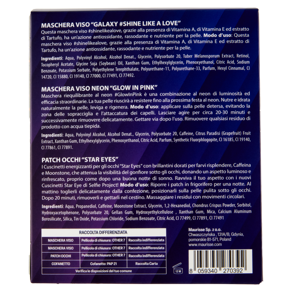 selfie project Maschera Viso Galaxy + Maschera Viso Neon + Patch Occhi Star Eyes 