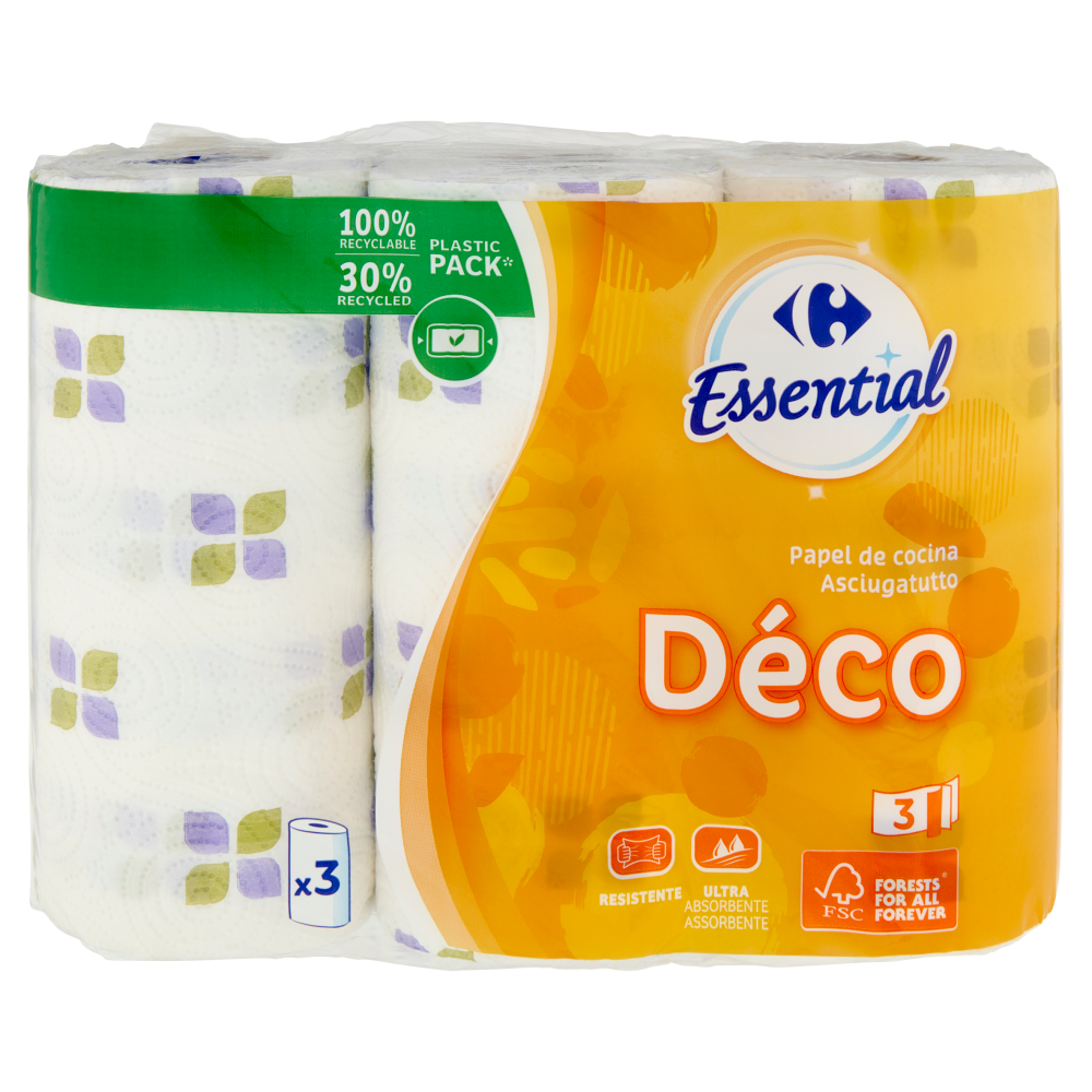 Carrefour Essential Asciugatutto Déco 3 veli 3 pz