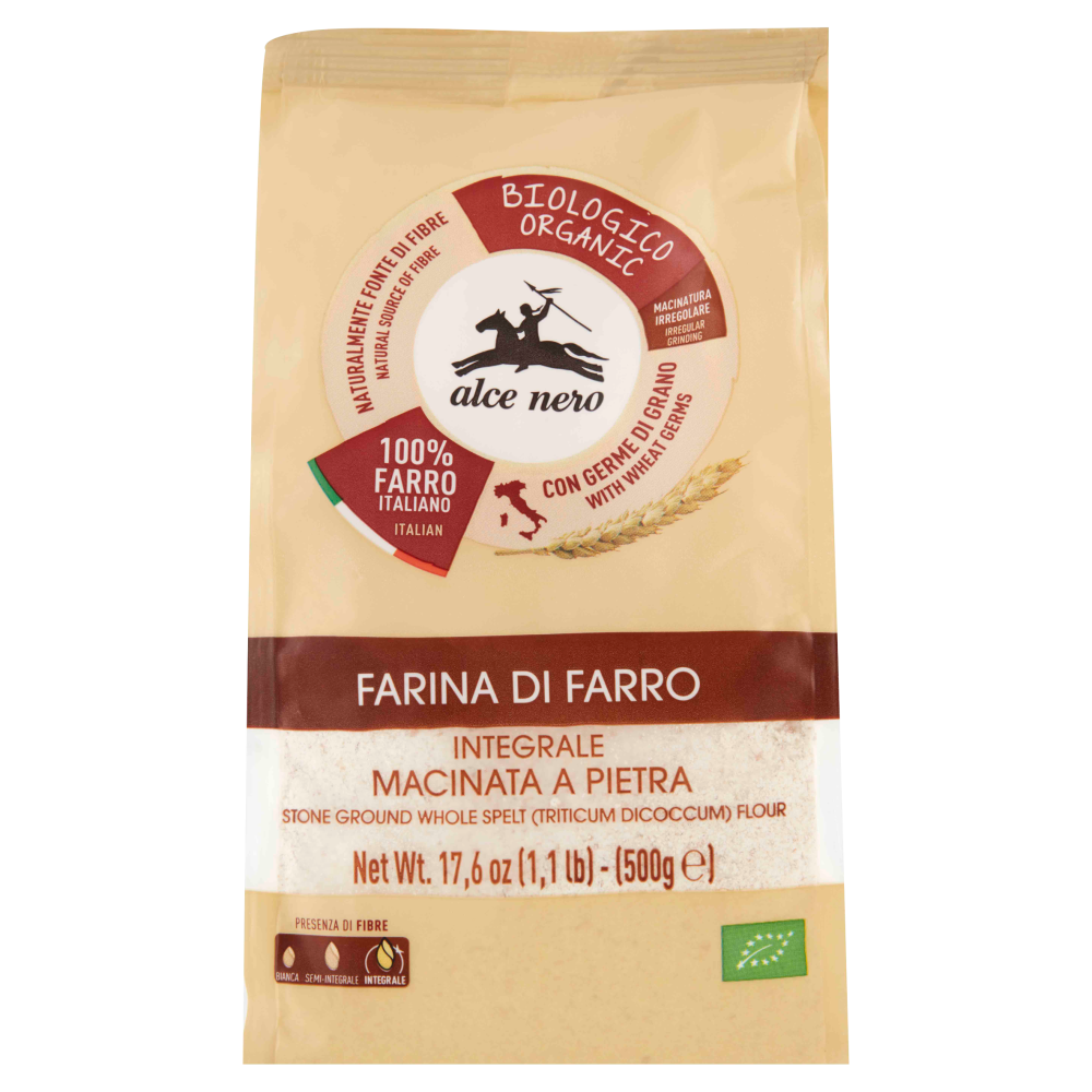 alce nero Farina di Farro Integrale Macinata a Pietra 500 g
