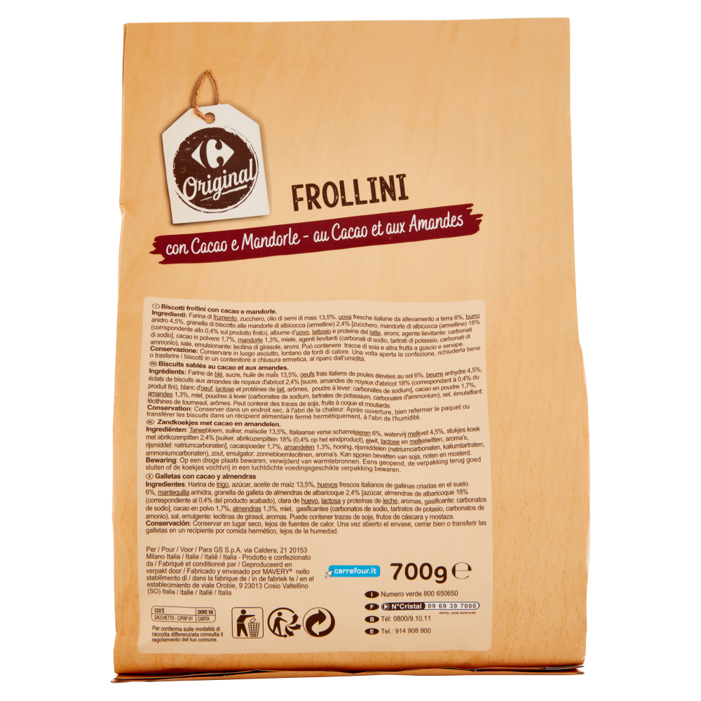 Carrefour Original Frollini con Cacao e Mandorle 700 g