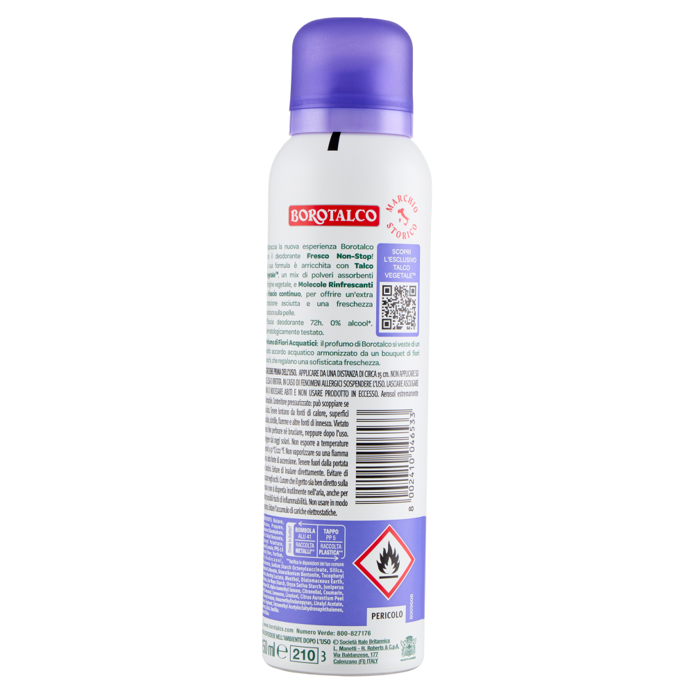 Borotalco Fresco Non-Stop Profumo di Fiori Acquatici Deo Spray 150 ml