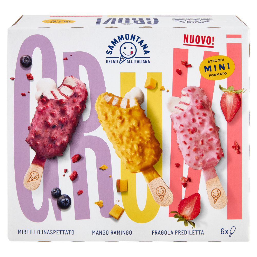 Sammontana Gruvi Mini Mirtillo Inaspettato, Mango Ramingo, Fragola Prediletta 6 x 37,5 g