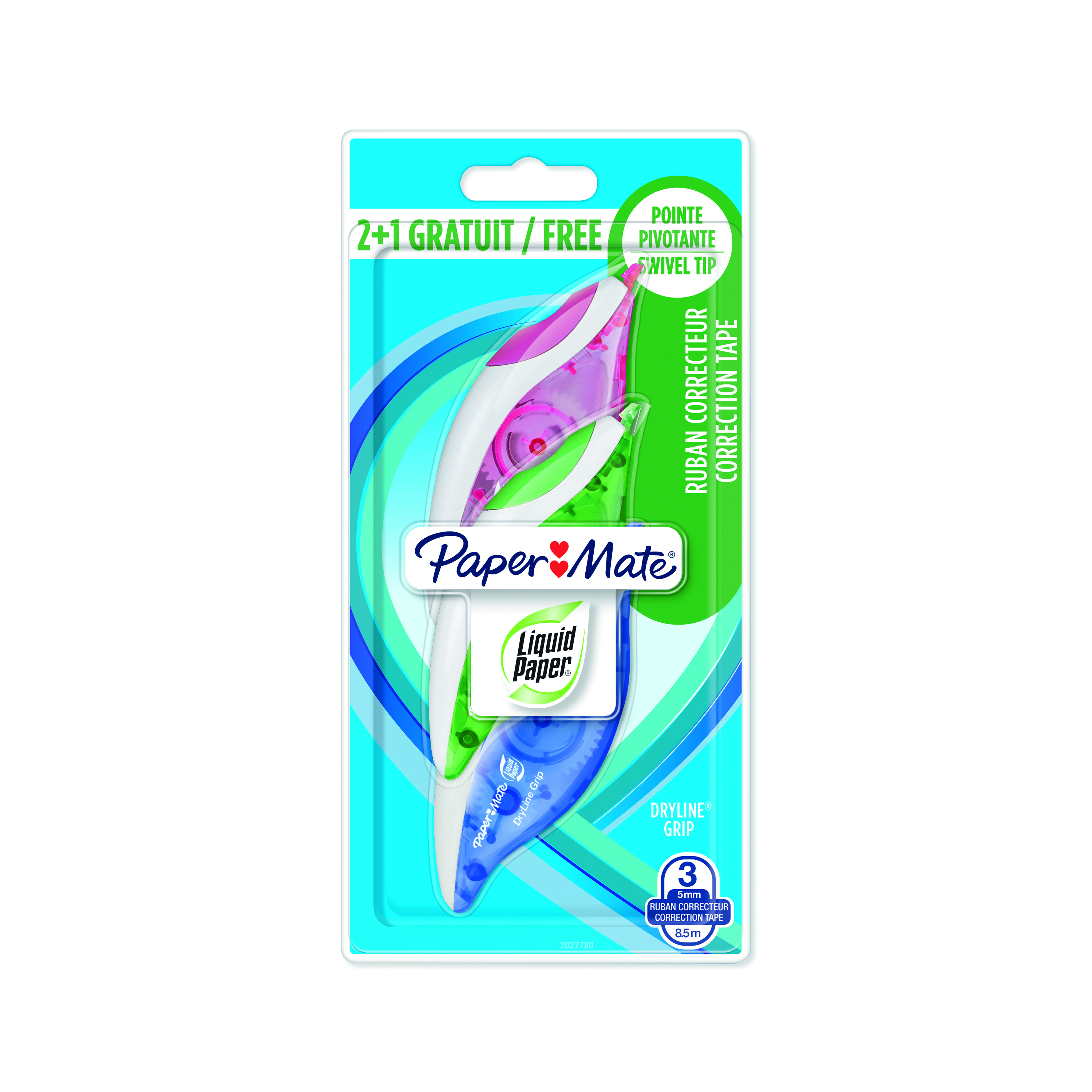 Papermate Dryline Correttore a Nastro 2+1 Pezzi